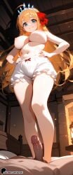 1boy 1girl ai_generated bloomers blue_eyes breasts fireplace hetero long_hair nipples pecorine pecorine_(princess_connect!) penis princess_connect! sunori topless uncensored underwear