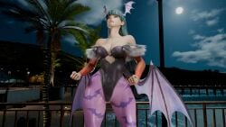 3d big_breasts breasts capcom darkstalkers female giantess grimace morrigan_aensland struggling succubus swallowing tagme themightyhq thick_thighs throat_bulge vore
