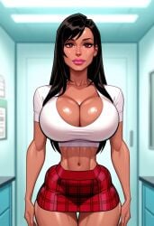 1girls 2d abs ai ai_generated ass athletic athletic_female bare_midriff belly_button big_ass big_breasts bimbo bimbo_body bimbo_lips black_hair breasts breasts_bigger_than_head brown_eyes civitai cleavage exposed_belly exposed_belly_button exposed_midriff female female_only final_fantasy final_fantasy_vii final_fantasy_vii_remake fingerless_gloves fit fit_female glistening glistening_body glistening_skin hourglass_figure huge_breasts indoors inside laboratory light-skinned_female light_skin long_hair looking_at_viewer muscular muscular_female oiled oiled_body oiled_skin perfect_body pink_lips pink_lipstick plaid plaid_clothes plaid_skirt red_eyes revealing_clothes self_upload shiny_skin short_skirt skirt solo solo_female standing thigh_gap thighs tifa_lockhart tight_shirt tight_skirt toned toned_body toned_female valyrianprince11 voluptuous voluptuous_female white_shirt white_top