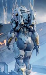 1girls armor ass dat_ass halo_(series) halo_5 helmet hips large_ass linda-058 microsoft outdoors screencap spartan_(halo) thighs upscaled