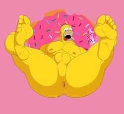 1boy ass barefoot donut feet foot_fetish gay homer_simpson laying_back laying_down laying_on_back male male_only masutaa presenting presenting_anus presenting_hindquarters soles the_simpsons toes yaoi