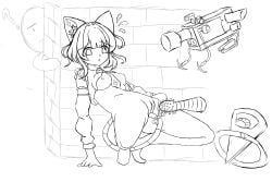 ? breasts_out brick_wall buttplug cat_ears duel_monster line_art maliss_p_cheshire_cat masturbation monochrome sex_toy tagme_(artist) tail_plug tricked_into_sex video_camera yu-gi-oh!