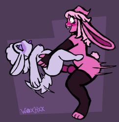 1boy 1futa 1girls ahe_gao animal_genitalia anthro anthro_on_anthro anthro_penetrated anthro_penetrating bell_collar blush breasts buckteeth bunny_ears bunny_tail bunnygirl chinchilla chinchillid chubby_female crazy_eyes crazy_smile deedee_(woxhex) demon demon_horns digitigrade fast_thrusts female femboy fleshlight fleshlight_position fluffy fluffy_tail furry futa_on_female futanari genderfluid grinning heart-shaped_pupils horns huge_ears intersex knotted_penis lagomorph lagomorph_humanoid long_ears lust_demon male male_on_female motion_lines original_character paws pink_body pink_fur pink_hair pink_skin purple_eyes purple_tongue rabbit rabbit_ears rabbit_humanoid rabbit_tail red_eyes rough_sex seven_deadly_sins shortstack size_difference smaller_penetrated stand_and_carry_position thigh_highs thrusting wagging_tail white_body white_fur white_hair white_skin wide_eyed woxhex587 yandere_eyes