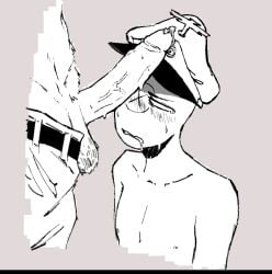belt blowjob blush blushing cock_hanging countryhumans dominant_male gay gay_sex male/male naked naked_male pubic_hair saliva saliva_trail soviet_union_(countryhumans) submissive_male third_reich_(countryhumans)