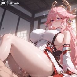 1boy 1boy1girl 1girl 1girls 2026 2d ai_assisted ai_generated bedroom_eyes big_breasts big_penis blush blush_lines blushing boobs boobs_bigger_than_head breasts breasts_bigger_than_head clothed clothing cowgirl_position curvaceous curvy curvy_body curvy_female curvy_figure genshin_impact girl_on_top hoyoverse huge_breasts huge_cock huge_penis indoor indoors indoors_sex inkumis large_breasts large_penis legs legs_together light-skinned_female light-skinned_male light_skin mihoyo on_top penetrated penetrating penetration penis perfect_body perfect_boobs riding riding_penis sex sexy sexy_body sexy_clothing sexy_female sideboob skinny thick_thighs thighs vaginal vaginal_penetration vaginal_sex voluptuous voluptuous_body voluptuous_female yae_miko yae_miko_(genshin_impact)