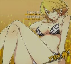 1girls akame_ga_kill! belly big_boobs big_breasts bikini bikini_bottom bikini_top blonde blonde-haired_female blonde_female blonde_hair blondie cute cute_face cute_female eyes_open female female_focus female_only half-dressed half_naked large_boobs large_breasts legs leone_(akame_ga_kill!) official_art open_mouth posing posing_for_the_viewer sexy sexy_body sexy_female sexy_pose short_hair smile smiling strong_female strong_woman thick thick_thighs thighhighs
