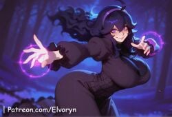 1girls ai_generated ass ass_focus big_ass big_breasts blush breasts brown_hair closed_mouth clothes clothing cute cute_face female female_focus green_eyes hex_maniac large_ass large_breasts light-skinned_female light_skin looking_at_viewer pokemon sexy sexy_body sexy_female sexy_pose standing yellow_eyes younger_female
