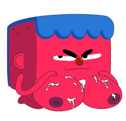 1girl 1girls angry angry_expression angry_face big_breasts blue_hair breast_focus breasts cartoon_network coach_russo completely_nude completely_nude_female cube cube_head cubical cum cum_on_body cum_on_breasts cum_on_nipples female female_only female_solo frown frowning impstripe kneeling large_breasts milf naked naked_female nipples older_female pink_skin red_nose shaved_side simple_background solo solo_female the_amazing_world_of_gumball undercut white_background