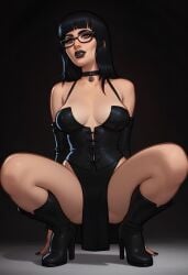 1girls 2d 2d_(artwork) ai_assisted ai_generated beautyash big_breasts black_hair breasts cleavage clothed clothing corset curvaceous curvaceous_female curvaceous_figure curves curvy curvy_body curvy_female curvy_figure curvy_hips digital_drawing_(artwork) digital_media_(artwork) female female_focus female_only glasses goth goth_girl gothic jane_(summertime_saga) light-skinned_female light_skin loincloth medium_breasts squat squatting squatting_position summertime_saga thick_thighs