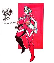 amazonrider big_ass big_breasts big_butt big_nipples big_thighs child_bearing_hips lactating_nipples lactation lactation_without_expressing milf milf_body mother_of_ultra pink_nipples pussy pussy_lips thick_thighs traditional_media traditional_media_(artwork) tsuburaya_productions ultraman_(franchise) ultrawoman_marie venus_body