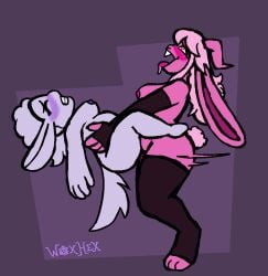 1boy 1futa 1girls ahe_gao animal_genitalia anthro anthro_on_anthro anthro_penetrated anthro_penetrating bell_collar blush breasts buckteeth bunny_ears bunny_tail chinchilla chinchillid chubby_female crazy_eyes crazy_smile deedee_(woxhex) demon demon_horns digitigrade drool drooling fast_thrusts female femboy fleshlight fleshlight_position fluffy fluffy_tail furry futa_on_female futanari genderfluid grinning gritted_teeth heart-shaped_pupils horns huge_ears intersex knotted_penis knotting lagomorph lagomorph_humanoid long_ears lust_demon male male_on_female original_character paws pink_body pink_fur pink_hair pink_skin purple_eyes purple_tongue rabbit rabbit_ears rabbit_humanoid rabbit_tail red_eyes rough_sex seven_deadly_sins shortstack size_difference smaller_penetrated stand_and_carry_position thigh_highs thrusting white_body white_fur white_hair white_skin woxhex587 yandere_eyes
