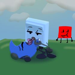 1female 1futa 1male 2d artwork_(digital) battle_for_bfdi battle_for_dream_island bfb bfdi blocky_(bfdi) blue_body femdom french_kiss futanari handjob light_switch liy_(bfdi) no_humans object_show object_show_community object_shows secretly_loves_it teardrop teardrop_(bfdi) tpot watching who_is_this