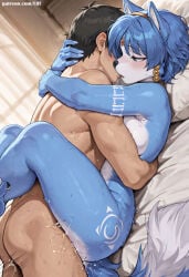 1boy 1girls ai_generated dripping feet female fiff furry furry_female furry_only highres krystal krystal_(star_fox) naked nude penetration pussy smiling sweat tail vagina vaginal_penetration