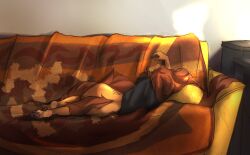 2026 apogee apogee_(tinygaypirate) ass brown_fur brown_hair couch cute dog_ears dog_girl furry long_hair long_tail sfw tagme tail tinygaypirate