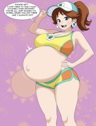 brunette brunette_female brunette_hair brunette_hair_female enjoying_pregnancy mario_(series) mario_kart_world pregnancy pregnant pregnant_belly pregnant_female princess_daisy royalty very_pregnant