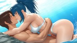 ai_generated couple couple_sex king_of_fighters kiss kof kyo_kusanagi leona_heidern onsen the_king_of_fighters