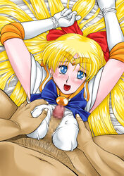 1girls bishoujo_senshi_sailor_moon bow censored clothing erect_nipples erect_nipples_under_clothes female gabri-l medium_breasts minako_aino paizuri pubic_hair sailor_venus tagme titfuck