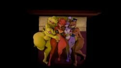 3d beak bonfie_(cryptia) chiku_(cryptia) cryptiacurves female_only fexa_(cryptia) five_nights_at_freddy's fredina's_nightclub frenni_fazclaire