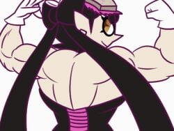 1girls animated callie_(splatoon) depraveddefense flexing flexing_arms gif gloves looking_at_viewer looking_back muscle_growth muscular_arms muscular_back muscular_female nintendo smile splatoon veiny_muscles