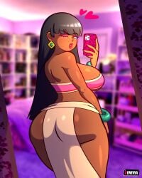 1girls armwear ass big_ass big_breasts bimbo black_hair bottomwear brown_eyes chel ear_piercing earrings eyeshadow female female_only hair heart hearts holding_object holding_phone huge_ass huge_breasts kenergi lips long_hair nails one_eye_closed parted_lips pelvic_curtain phone pink_eyeshadow selfie selfie_pose sideboob smile solo solo_female the_road_to_el_dorado thick_thighs thighs topwear tubetop wink winking