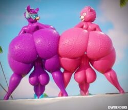 3d_(artwork) anthro balls beach bear big_butt butt camelid cuddle_team_leader day digital_media_(artwork) dj_bop duo dwrenders epic_games fortnite fur genitals gynomorph hi_res huge_butt hyper hyper_butt intersex intersex/intersex light llama mammal nude nude_beach penis penis_touching_floor pink_balls pink_body pink_butt pink_fur pink_penis presenting presenting_hindquarters public public_nudity purple_balls purple_body purple_butt purple_fur purple_penis side_by_side sunlight