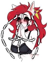 1girls anthro ass_outline bad_bitch big_breasts big_ears big_eyelashes black_bra black_clothing black_lips black_markings black_sclera blush blushing blushing_female body_outline bra breasts busty busty_female cat_ears cat_girl catgirl chocker cleavage colored cute digital_media_(artwork) earring fanart felid feline felis female female_anthro female_focus female_only fur furry furry_female furry_only goth goth_furry goth_girl heart hips horny infie infie_(snfw) lips long_hair mammal marking markings markings_on_face mature mature_female necrolourian_(species) no_ai non-human nose oc original original_character red_eyes red_hair redhead_female redheaded_female slutty_female smiling snfw snfw_(artist) solo solo_female sticker symbol symbol_on_chest tattoo tattoo_on_chest touching_breast touching_breasts white_fur white_skin xelfaye