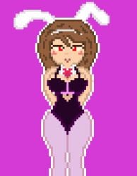 brown_hair chara female_chara pixel_art rabbit_hole_(cosplay) rabbit_hole_(vocaloid) red_eyes undertale