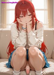 1boy ai_generated ass balls femboy otoko_no_ko penis skirt trap yaoi