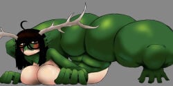 breast_press flexible frijda frog frog_girl huge_ass korbaen large_breasts monster_girl prone