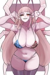 1girls bikini breasts brothbowl cleavage flag_bikini flag_print indie_virtual_youtuber large_breasts matara_kan virtual_youtuber vtuber