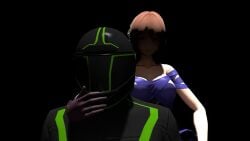 3d 3d_(artwork) bare_shoulders brown-haired_female cleavage collarbone evil_smile fanfic_art femdom garry's_mod girls'_frontline grand_theft_auto grand_theft_auto_online gta_online_male_character highres huge_breasts hugging_partner malesub masked_male mature_female nekomikoye self-insert short-haired_female smug_female springfield_(girls'_frontline) tagme teasing_partner unbothered
