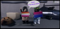 big_ass big_breasts big_butt big_thighs bulge clothed female futa_bulge futanari half-dressed kururr34 looking_at_viewer meme pride_month roblox robloxian