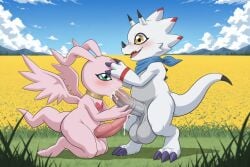 2_toes 3_fingers 3_toes absurd_res ai_generated animal_genitalia animal_penis anthro anthro_on_anthro anthro_penetrated anthro_penetrating anthro_penetrating_anthro balls bandai_namco belly big_balls big_penis biped blue_scarf blush blush_lines bodily_fluids ceratopsian claws cum cum_in_mouth cum_inside cum_on_body cum_on_face cum_on_penis digimon digimon_(species) digimon_ghost_game digimon_tamers dinosaur duo fangs feet fellatio finger_claws fingers flower frill_(anatomy) gammamon genital_fluids genital_slit genitals gold_ring grass grey_belly grey_penis heart_(marking) hi_res holding_partner's_head holding_penis huge_balls huge_penis long_ears long_tail looking_at_another looking_at_partner male male/male male_penetrated male_penetrating male_penetrating_male marineangemon medial_ring moutain on_knees open_mouth open_smile oral ornithischian outside_sex paws penetration penile penis penis_in_mouth pink_body plains plant pointed_tail purple_claws reptile scalie scarf sex sheath slit smile spikes spikes_(anatomy) standing tail tapering_penis teeth toe_claws toes vein veiny_penis white_body wings yellow_eyes yiff_ai_(director)