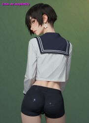 1boy ai_generated ass ass_focus balls bulge femboy otoko_no_ko shorts solo trap yaoi
