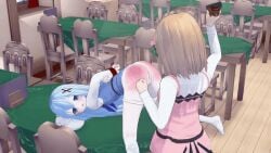 3d animated ass bondage female female_only femdom femsub gif gochuumon_wa_usagi_desu_ka? hoto_cocoa kafuu_chino koikatsu multiple_girls public_humiliation public_nudity punishment spank_marks spanking top-down_bottom-up 東雲garnet_(artist)