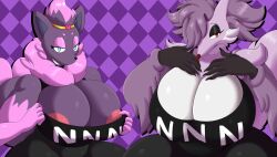 2girls big_breasts breasts coffee_demon delphox female furry pokémon_(species) pokemon pokemon_(species) zabrina_(afc) zafina_(coffee_demon) zorua