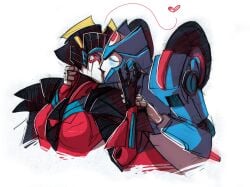 chromia closed_eyes heart kissing more_than_meets_the_eye transformers white_background wholesome windblade yuri