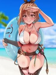 1girls 2d alternate_version_available animated armpits atelier_(series) atelier_ryza bikini blush bouncing_breasts braid breasts brown_eyes brown_hair cleavage female floatie foxy_rain_(foxyreine) foxyrain_(foxyreine) foxyreine huge_breasts innertube large_breasts leaning_forward light-skinned_female light_skin live2d mp4 no_sound outdoors reisalin_stout ribbon short_hair shorter_than_30_seconds tagme thick_thighs thigh_gap thunder_thighs video white_bikini wide_hips