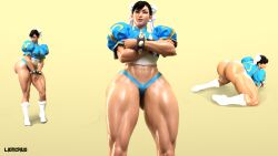 1girls 3d absurd_res ass bubble_butt capcom chun-li dat_ass fake_ass female female_only huge_ass lioncrud muscular_female solo street_fighter street_fighter_v thong