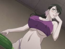 anime_screencap black_hair cattleya glasses mature_female mother queen's_blade queens_blade screencap screenshot stitched tank_top