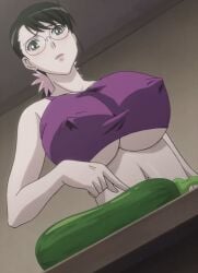 anime_screencap cattleya glasses mature_female mother muscular_female pointy_chin queen's_blade screencap screenshot stitched tank_top