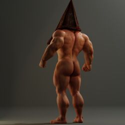 1boy ass big_ass big_butt gay male_only muscular muscular_male pyramid_head solo solo_male voluox