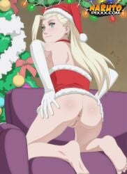 1girls anus ass big_ass blonde_hair breasts christmas christmas_outfit female female_only hi_res highres ino_yamanaka ino_yamanaka(genin) looking_at_viewer looking_back naruto pussy spread_anus spread_ass tagme young