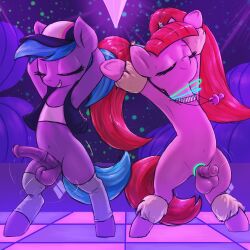 2futas azure_velour_(mlp) closed_eyes clothed dancing flaccid friendship_is_magic futa_only futanari mare my_little_pony pacific_glow_(mlp) penis penis_size_difference t72b