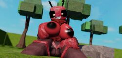 1girls 3d bee bee_girl evil_grin fangs front_view groping_breasts moosty naked pussy_out red_skin roblox roblox_game robloxian self_upload sitting tagme whorblox_adventure wings