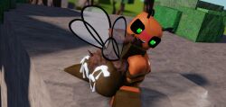 1girls 3d bee bee_girl cum cum_on_ass moosty naked orange_skin roblox roblox_game robloxian self_upload side_view smiling tagme whorblox_adventure wings