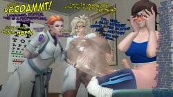 1futa 2girls 3d ball_fondling balls big_balls doctor_on_patient dr._ziegler dvadenizen embarrassed fondling futanari gigantic_testicles glasses huge_balls labcoat mei_(overwatch) mercy moira musky no_panties no_underwear overwatch overwatch_2 penis precum precum_drip precum_on_penis scientist_moira shy source_filmmaker tagme