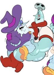 andromorph andromorph/male animate_inanimate chef_saltbaker clothed cuntboy cuphead:_the_delicious_last_course cuphead_(game) elemental_humanoid humanoid implied_sex intersex male mature_male mortimer_freeze overweight