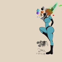 1girls 2023 ass auburn_hair big_ass big_breasts bob_cut breasts danny_phantom dated female jumpsuit madeline_fenton nickelodeon purple_eyes side_view thick_ass tight_clothing