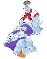 anal andromorph andromorph/male animate_inanimate chef_saltbaker clothed cuntboy cuphead:_the_delicious_last_course cuphead_(game) elemental_humanoid humanoid intersex male mature_male mortimer_freeze overweight spreading